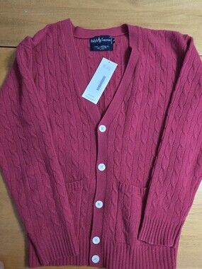 Women’s Cable-Knit Button Cardigan Sweater -Lambs Wool Vintage